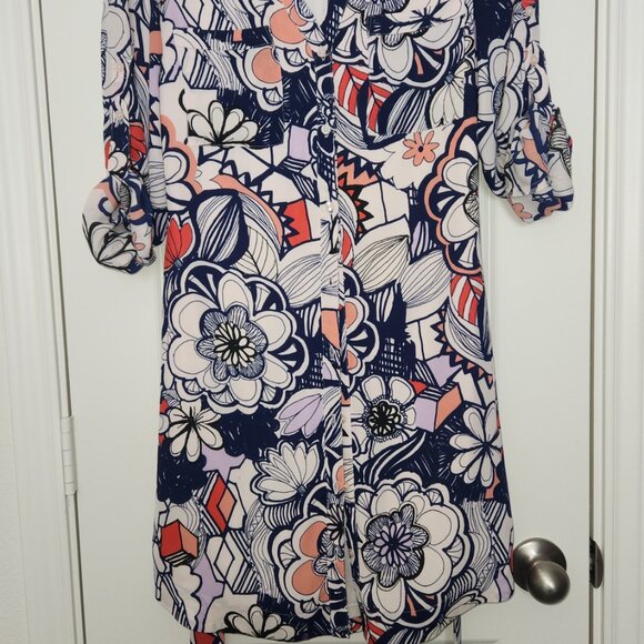 Express Women’s Sheer Floral Roll-Up Sleeve Dress – Size XS – NWOT 🌸✨ - Picture 15 of 16